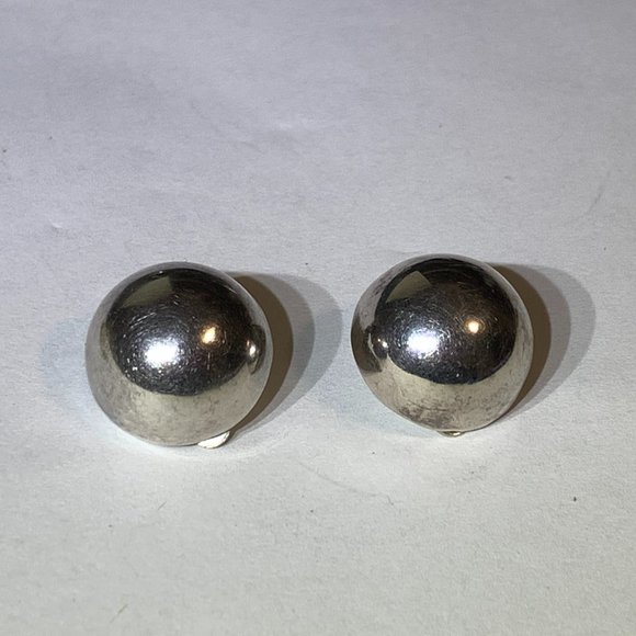 💝Vintage Modernist Clip on Earrings Taxco Silver 925 - Picture 1 of 5